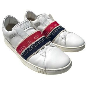 BALLY Men's Wictor Calf Slip On Logo Band Sneaker White/Navy/Red Size 10 US/9 EU